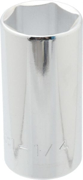 Proto - 1-1/4", 1/2" Drive, Deep Hand Socket - 6 Points, 3-1/4" OAL, Chrome Finish - Exact Tooling