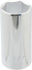 Proto - 1-1/4", 1/2" Drive, Deep Hand Socket - 6 Points, 3-1/4" OAL, Chrome Finish - Exact Tooling