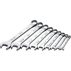 SK - 9 Piece, 1/4 to 3/4", Combination Wrench Set - Inch System of Measurement, Chrome Finish - Exact Tooling