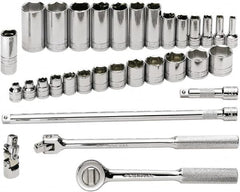 SK - 32 Piece 3/8" Drive Standard Deep Socket Set - 6 Points, 1/4 to 1", Inch Measurement Standard - Exact Tooling