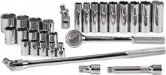 SK - 28 Piece 1/2" Drive Standard Deep Socket Set - 6 Points, 3/8 to 1-1/4", Inch Measurement Standard - Exact Tooling