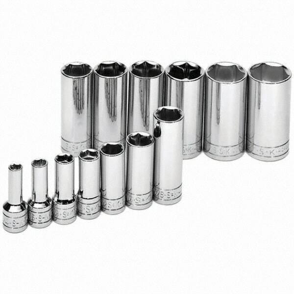 SK - 3/8" Drive Deep Socket Set - 1/4 to 1", Inch Measurement Standard - Exact Tooling