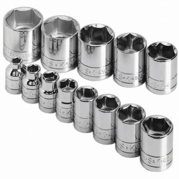 SK - 3/8" Drive Standard Socket Set - 1/4 to 1", Inch Measurement Standard - Exact Tooling