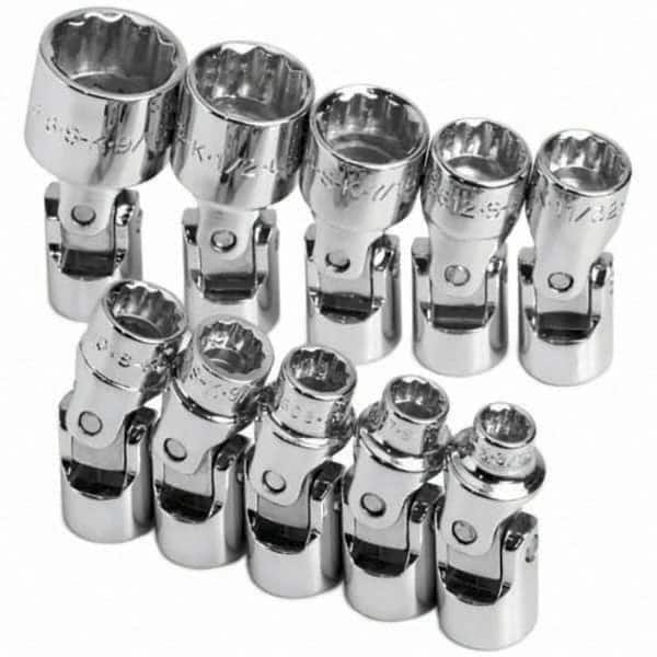 SK - 1/4" Drive Standard Socket Set - 3/16 to 9/16", Inch Measurement Standard - Exact Tooling