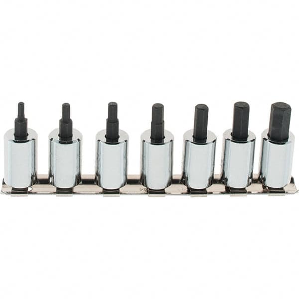 SK - 7 Piece 3/8" Drive Inch Hex Bit Socket Set - 1/8 to 3/8" Hex - Exact Tooling