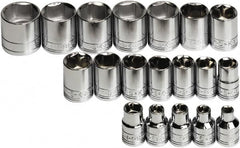 SK - 19 Piece 3/8" Drive Standard Socket Set - 6 Points, 6 to 24mm, Metric Measurement Standard - Exact Tooling