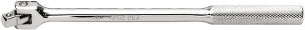 SK - 3/8" Drive Socket Knurled Handle - 15-1/2" OAL, Full Polish Chrome Finish - Exact Tooling