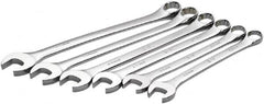SK - 6 Piece, 25mm to 32mm, 12 Point Combination Wrench Set - Metric Measurement Standard, Full Polish Chrome Finish, Comes in Roll-Up Pouch - Exact Tooling