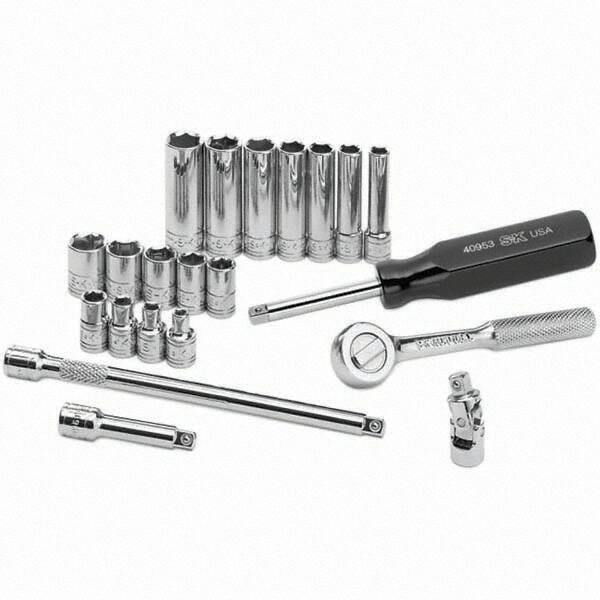 SK - 1/4" Drive Deep Socket Set - 4 to 12mm, Metric Measurement Standard - Exact Tooling
