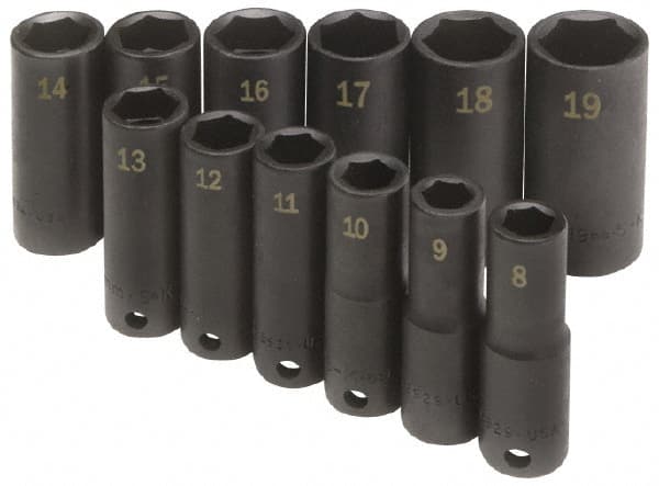 SK - 8 Piece 3/8" Drive Deep Well Impact Socket Set - Exact Tooling
