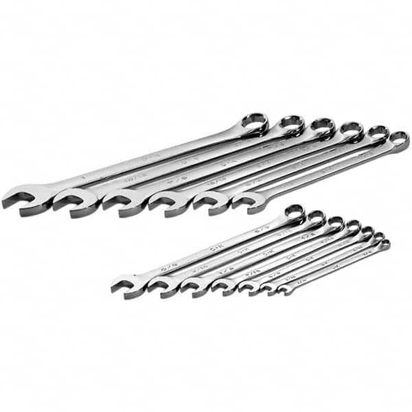 SK - 13 Piece, 1/4 to 1", Combination Wrench Set - Inch System of Measurement, Chrome Finish - Exact Tooling