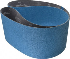Norton - 6" Wide x 60" OAL, 40 Grit, Zirconia Alumina Abrasive Belt - Zirconia Alumina, Coarse, Coated, Y Weighted Cloth Backing, Dry, Series R821 - Exact Tooling