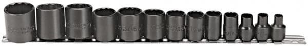 Proto - 13 Piece 3/8" Drive Socket Set - 12 Points, 1/4" to 1" Range, Inch Measurement Standard - Exact Tooling