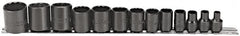 Proto - 13 Piece 3/8" Drive Socket Set - 12 Points, 1/4" to 1" Range, Inch Measurement Standard - Exact Tooling