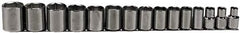 Proto - 15 Piece 1/2" Drive Socket Set - 6 Points, 3/8" to 1-1/4" Range, Inch Measurement Standard - Exact Tooling