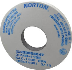 Norton - 14" Diam x 5" Hole x 1-1/2" Thick, I Hardness, 60 Grit Surface Grinding Wheel - Aluminum Oxide, Type 1, Medium Grade, 1,800 Max RPM, Vitrified Bond, No Recess - Exact Tooling