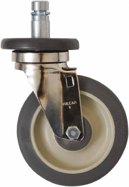 Eagle MHC - 5" Diam x 1-1/4" Wide x 8-1/4" OAH Stem Mount Swivel Caster - Polyurethane, 300 Lb Capacity, Plain Bearing, 1" Round Stem - Exact Tooling