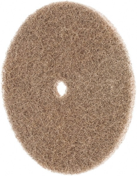 3M - 6" Medium Grade Deburring Disc - 1/2" Center Hole, Arbor Connection, Tan, 4,000 Max RPM - Exact Tooling