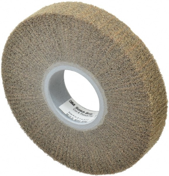 3M - 6" Diam Aluminum Oxide Cutting, Polishing Flap Wheel - 2" Hole, 1" Wide, Density 7, Nonwoven, Medium Grade, 4,000 Max RPM - Exact Tooling