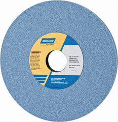 Norton - 7" Diam x 1-1/4" Hole x 1/2" Thick, L Hardness, 60 Grit Surface Grinding Wheel - Ceramic, Type 1, Medium Grade, 3,600 Max RPM, Vitrified Bond, No Recess - Exact Tooling