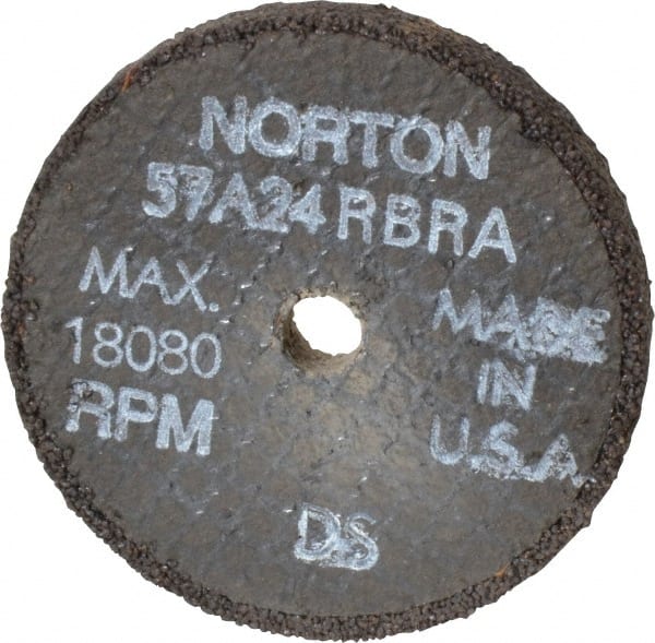 Norton - 3" Diam x 3/8" Hole x 3/8" Thick, R Hardness, 24 Grit Surface Grinding Wheel - Aluminum Oxide, Type 1, Very Coarse Grade, 18,080 Max RPM, No Recess - Exact Tooling