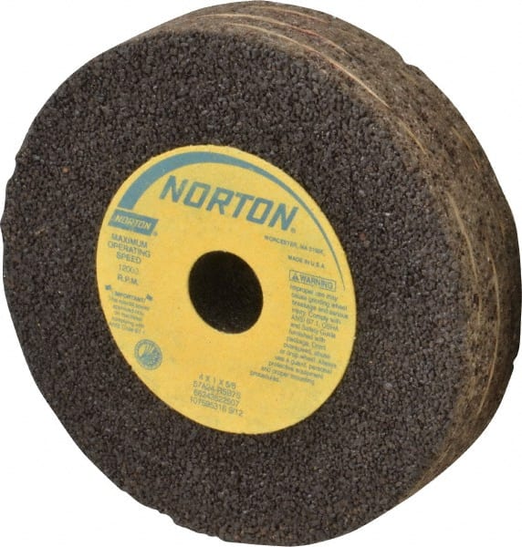 Norton - 4" Diam x 5/8" Hole x 1" Thick, R Hardness, 24 Grit Surface Grinding Wheel - Aluminum Oxide, Type 1, Very Coarse Grade, 12,000 Max RPM, Resinoid Bond, No Recess - Exact Tooling