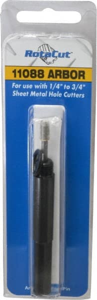 Hougen - 1/4 to 3/4" Tool Diam Compatibility, Straight Shank, Steel Integral Pilot Pin, Hole Cutting Tool Arbor - 3/8" Min Chuck, Threaded Shank Attachment, For RotaCut 11000 Series Hole Cutters - Exact Tooling