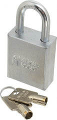 American Lock - 3/4" Shackle Clearance, Keyed Different Tubular Padlock - 5/16" Shackle Diam, Steel - Exact Tooling