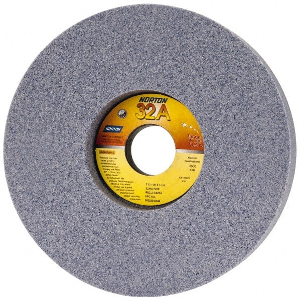 Norton - 7" Diam x 1-1/4" Hole x 1-1/2" Thick, I Hardness, 60 Grit Surface Grinding Wheel - Aluminum Oxide, Type 5, Medium Grade, 3,600 Max RPM, Vitrified Bond, One-Side Recess - Exact Tooling