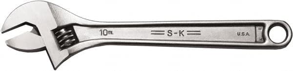 SK - 1-1/8" Jaw Capacity, 10" Standard Adjustable Wrench - Steel, Chrome Finish, 10" OAL - Exact Tooling