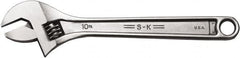 SK - 1-1/8" Jaw Capacity, 10" Standard Adjustable Wrench - Steel, Chrome Finish, 10" OAL - Exact Tooling