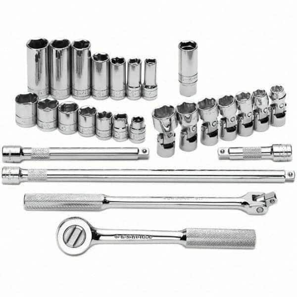 SK - 3/8" Drive Standard Deep Socket Set - 3/8 to 3/4", Inch Measurement Standard - Exact Tooling