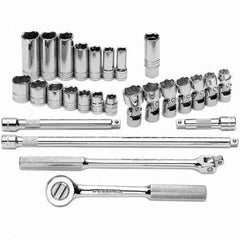 SK - 3/8" Drive Standard Deep Socket Set - 3/8 to 3/4", Inch Measurement Standard - Exact Tooling