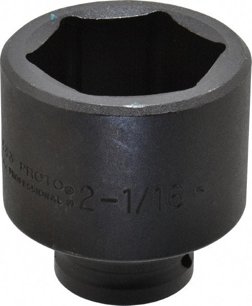 Proto - 3/4" Drive 2-1/16" Standard Impact Socket - 6 Points, 3-3/32" OAL - Exact Tooling