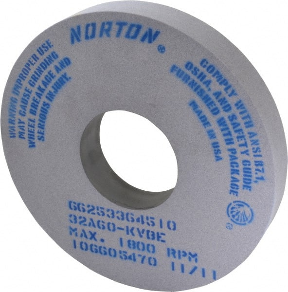 Norton - 14" Diam x 5" Hole x 2" Thick, K Hardness, 60 Grit Surface Grinding Wheel - Aluminum Oxide, Type 1, Medium Grade, 1,800 Max RPM, Vitrified Bond, No Recess - Exact Tooling