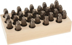 C.H. Hanson - 27 Piece, 3/8" Character Steel Stamp Set - Letters, Low Stress Round Face Dot - Exact Tooling