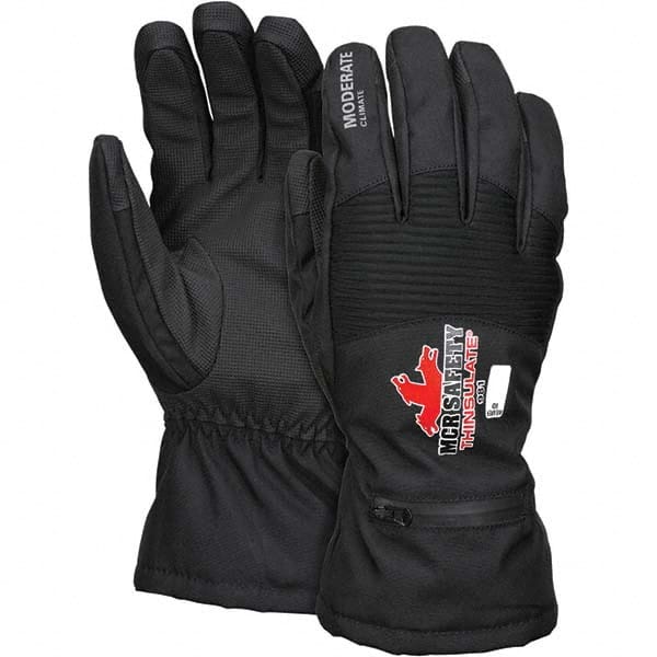 MCR Safety - Size M Synthetic Blend Work Gloves - For Cold Weather, Uncoated, Slip-On Cuff, Full Fingered, Black, Paired - Exact Tooling