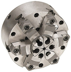 Pratt Burnerd America - 6 Jaws, 16" Diam, Self Centering Manual Lathe Chuck - Plain Back Mount Spindle, Adjustable, Reversible, 1,300 Max RPM, 4.56" Through Hole Diam, Forged Steel - Exact Tooling