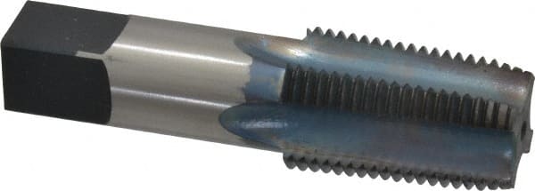 Reiff & Nestor - 1/2-14 NPT Thread, 4 Flute Standard Pipe Tap - 3-1/8" OAL, 1-3/8" Thread Length, 11/16" Shank Diam, Blue Diamond Finish, High Speed Steel - Exact Tooling