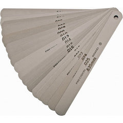 Precision Brand - 20 Piece, 0.001 to 0.025" Thick, Parallel Feeler Gage Set - 5" Leaf Length, 1/2" Wide, Steel - Exact Tooling