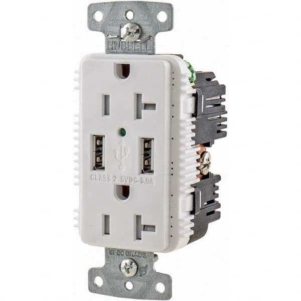 Hubbell Wiring Device-Kellems - USB Receptacles Number of USB Ports: 2 Number of Receptacles: 2 - Exact Tooling