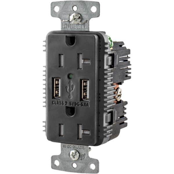 Hubbell Wiring Device-Kellems - USB Receptacles Number of USB Ports: 2 Number of Receptacles: 2 - Exact Tooling