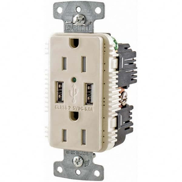 Hubbell Wiring Device-Kellems - USB Receptacles Number of USB Ports: 2 Number of Receptacles: 2 - Exact Tooling