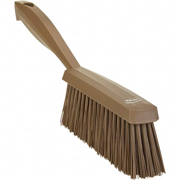 Vikan - 14" OAL, Polyester Staple Set Bench Brush - 2" Bristle Length, 6-3/8" Long Head, Straight Polypropylene Handle, Brown - Exact Tooling
