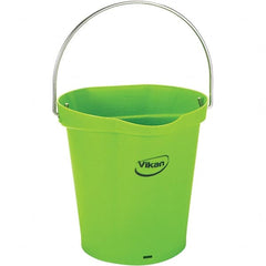 Vikan - 1-1/2 Gal, 7.1" High, Polypropylene Round Lime Green Single Pail with Pour Spout - Handle Included, 10" Top Diam - Exact Tooling