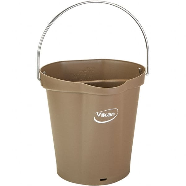 Vikan - 1-1/2 Gal, 7.1" High, Polypropylene Round Brown Single Pail with Pour Spout - Handle Included, 10" Top Diam - Exact Tooling