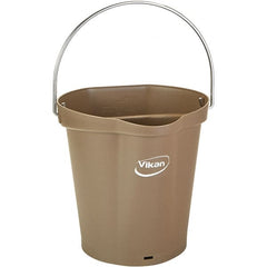 Vikan - 1-1/2 Gal, 7.1" High, Polypropylene Round Brown Single Pail with Pour Spout - Handle Included, 10" Top Diam - Exact Tooling
