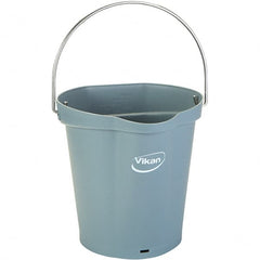 Vikan - 1-1/2 Gal, 7.1" High, Polypropylene Round Gray Single Pail with Pour Spout - Handle Included, 10" Top Diam - Exact Tooling