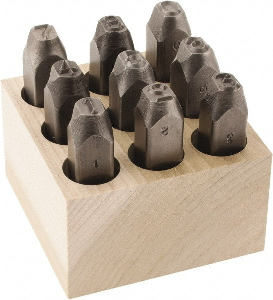 C.H. Hanson - 9 Piece, 3/8" Character Steel Stamp Set - Figures, Reverse - Exact Tooling