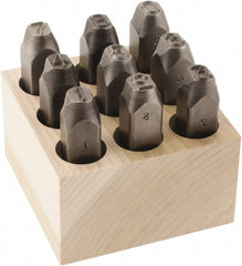 C.H. Hanson - 9 Piece, 3/8" Character Steel Stamp Set - Figures, Reverse - Exact Tooling